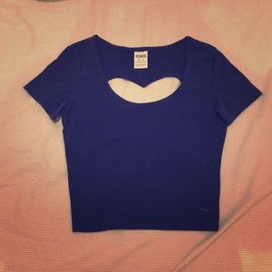 Pink blue crop top with heart shaped back